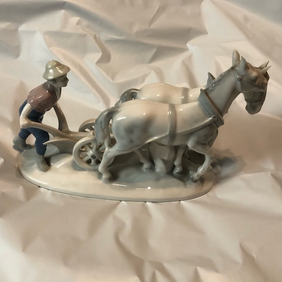 GEROLD PORZELLAN BAVARIA PORCELAIN WORK HORSES WITH FARMER - Picture 7 of 12